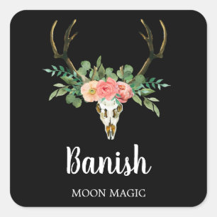 Floral Skull Intention Candle Labels