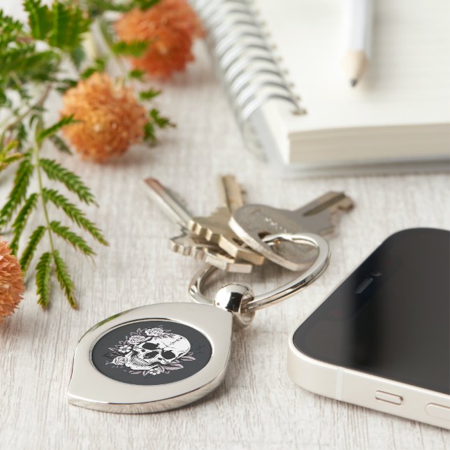 Floral Skull Key Ring (Side)