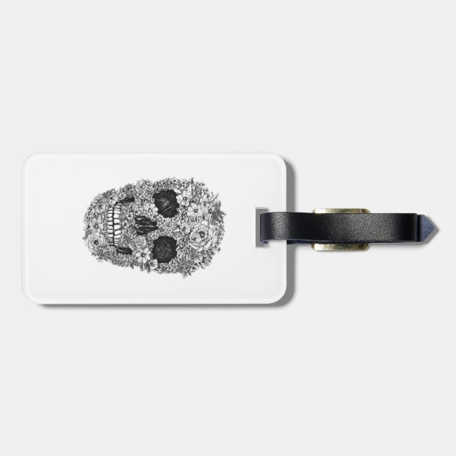 Floral Skull Luggage Tag (Back Horizontal)