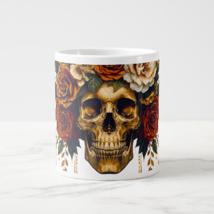 Floral Skull Mug Elegant Gothic Halloween Cup
