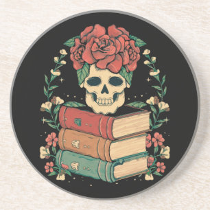 Floral Skull on your Books Coaster