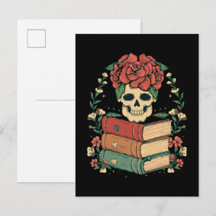 Floral Skull on your Books Invitation Postcard