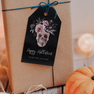 Floral Skull Personalised Halloween Gift Tags