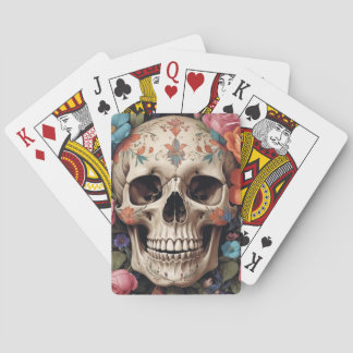 Floral skull playing cards