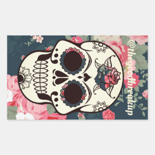 Floral Skull Rectangular Sticker