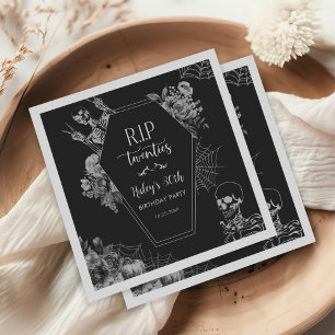 Floral Skull RIP Twenties 30th Birthday Party Napkin