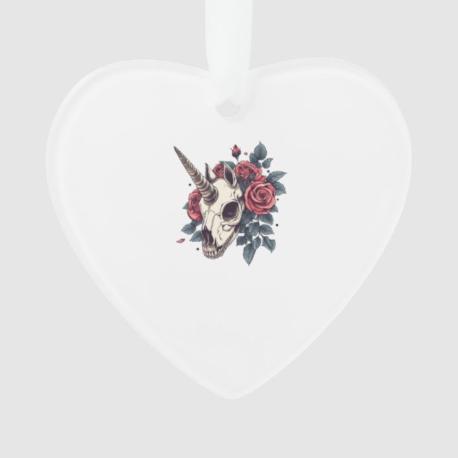 Floral Skull Unicorn (1) Ornament (Front)