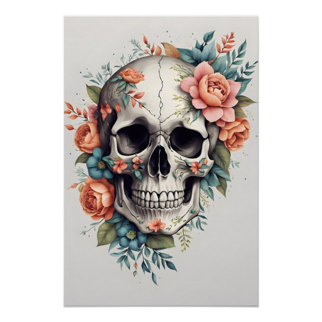 Floral Skull Unique Wall Art (Front)