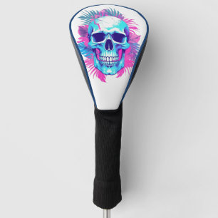 Floral Skull Vaporwave Golf Driver Head Cover