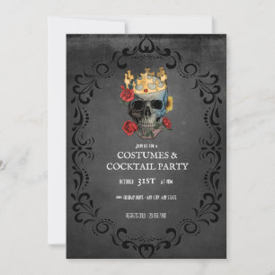 Floral Skull   Vintage Halloween Party Invitation