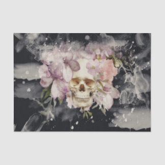 Floral Skull Watercolor Decoupage Tissue Paper