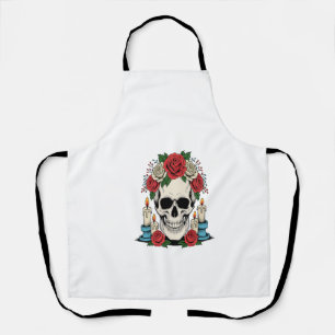 Floral Skull with Candles Halloween Apron