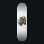 Floral Skull with Crown Skateboard<br><div class="desc">This design may be personalized by choosing the customize option to add text or make other changes. If this product has the option to transfer the design to another item, please make sure to adjust the design to fit if needed. Contact me at colorflowcreations@gmail.com if you wish to have this...</div>