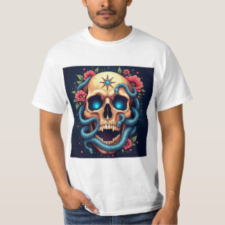 Floral skull with Snakes T-Shirt