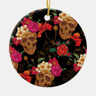 floral Skulls Ceramic Tree Decoration