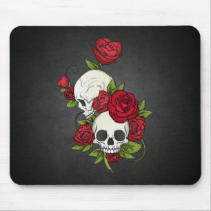 Floral Skulls Dia de los Muertos   Mousepad