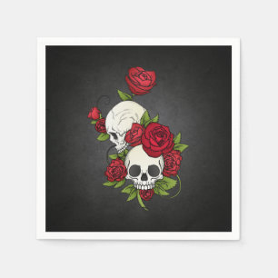 Floral Skulls Dia de los Muertos   Napkin