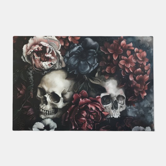 Floral Skulls  Doormat (Front)