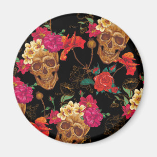 floral Skulls Magnet
