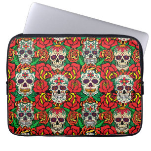 Floral Skulls Pattern Laptop Sleeve