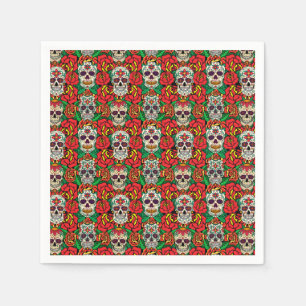 Floral Skulls Pattern Napkin