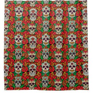 Floral Skulls Pattern Shower Curtain
