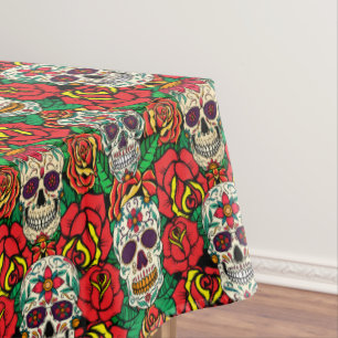 Floral Skulls Pattern Tablecloth