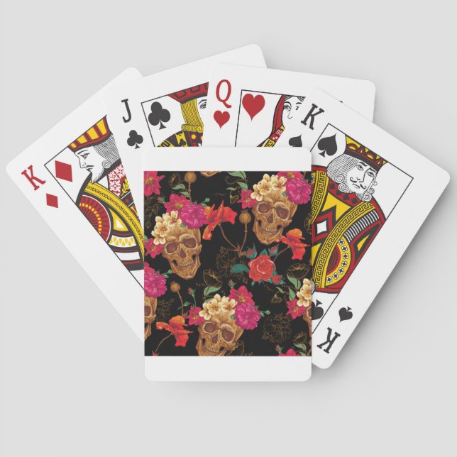 floral Skulls Playing Cards (Back)