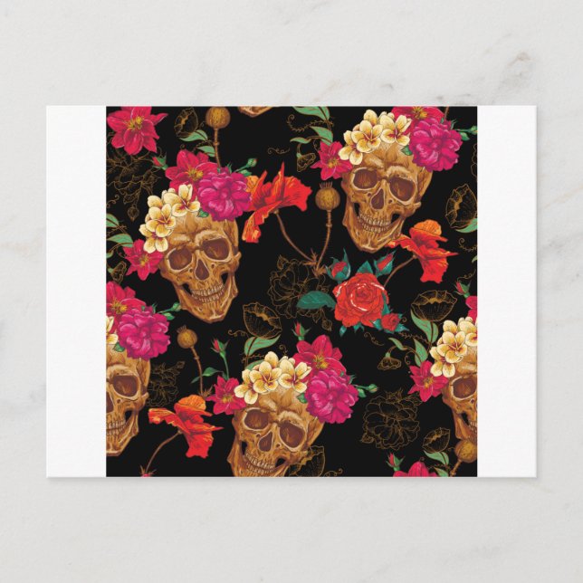 floral Skulls Postcard (Front)
