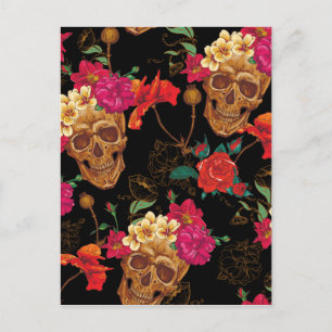 floral Skulls Postcard