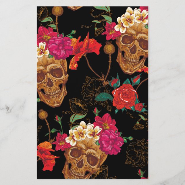 floral Skulls Stationery (Front)