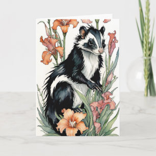 Floral Skunk Fumes Skunky Art Skunks Flowers Card