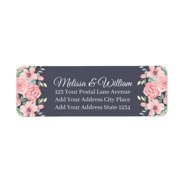 Floral Slate Grey Wedding Return Address (Front)