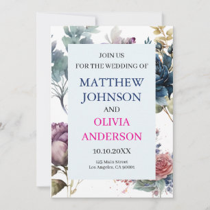 Floral Slate Mood Wedding Invitation 