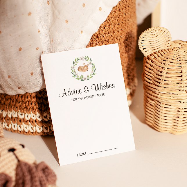 Floral Sleeping Deer Baby Shower Advice Cards (Creator Uploaded)