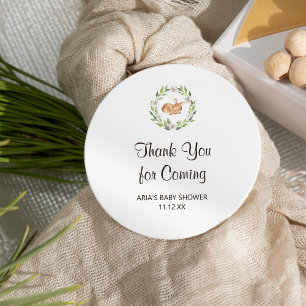 Floral Sleeping Deer Baby Shower Favour Classic Round Sticker