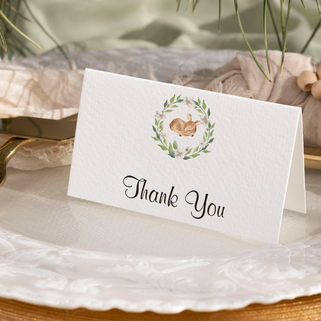 Floral Sleeping Deer Baby Shower Thank You Card (Creator Uploaded)