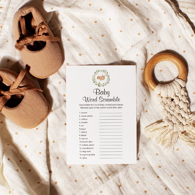 Floral Sleeping Deer  Baby UK Word Scramble Game Flyer (Creator Uploaded)