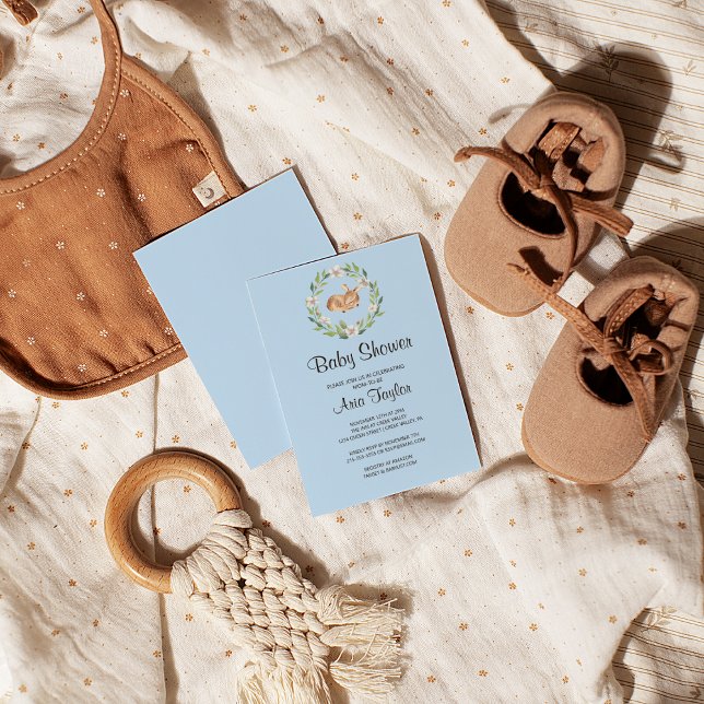 Floral Sleeping Deer Boy Shower Invitation (Creator Uploaded)