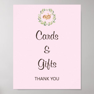 Floral Sleeping Deer Girl Baby Cards & Gifts Sign