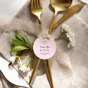 Floral Sleeping Deer Girl Baby Shower Favour Classic Round Sticker