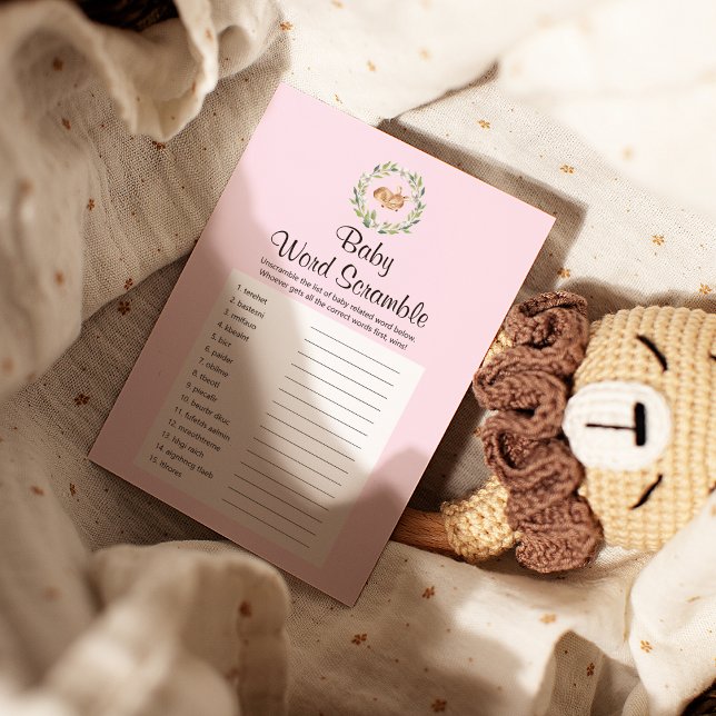 Floral Sleeping Deer Girl Baby Word Scramble Game Flyer (Creator Uploaded)