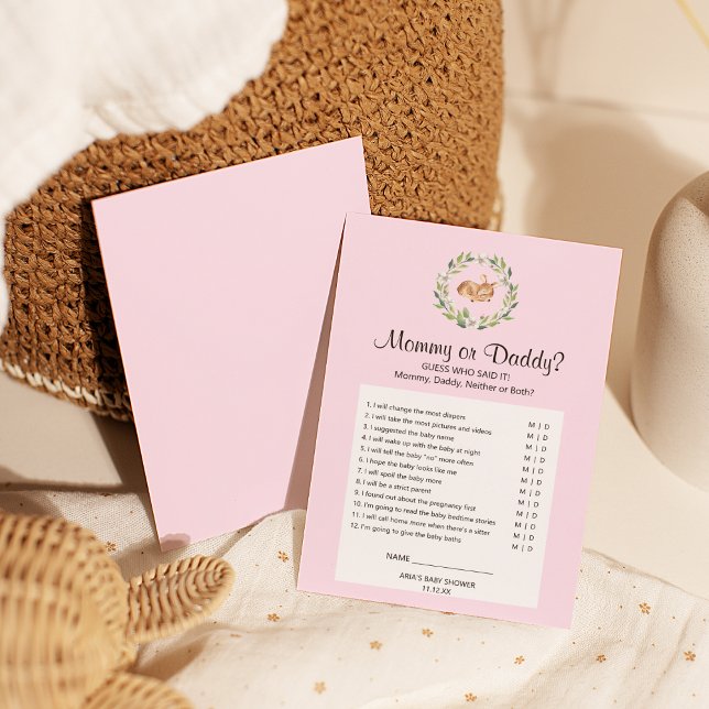 Floral Sleeping Deer Girl Mommy or Daddy Game Flyer (Creator Uploaded)