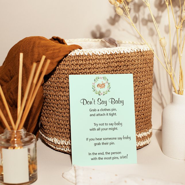 Floral Sleeping Deer Green "Don't Say Baby" Game Poster (Creator Uploaded)