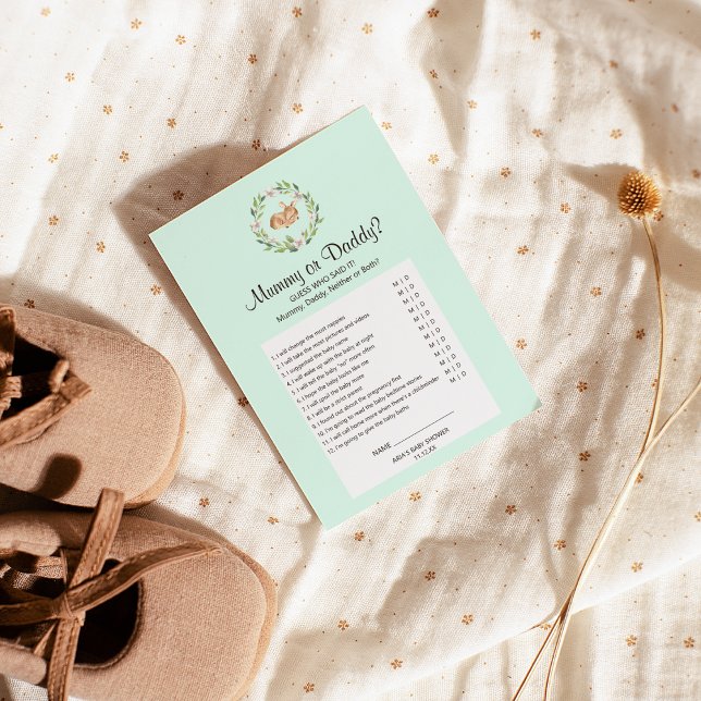 Floral Sleeping Deer on Green Mummy or Daddy Game Flyer (Creator Uploaded)