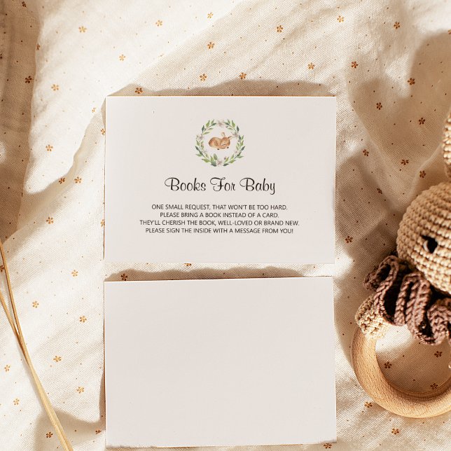 Floral Sleeping Deer Shower Book Request Enclosure Card (Creator Uploaded)