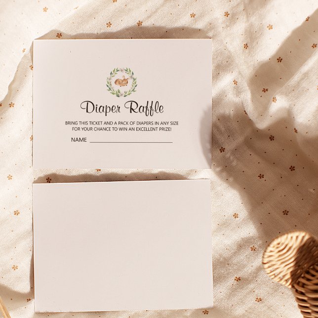 Floral Sleeping Deer Shower Diaper Raffle Enclosure Card (Creator Uploaded)