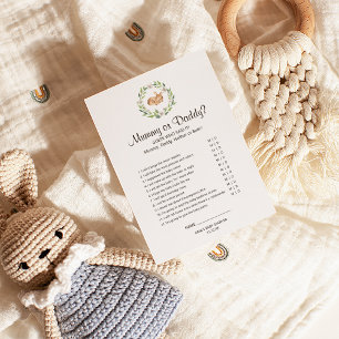 Floral Sleeping Deer Shower Mummy or Daddy Game Flyer