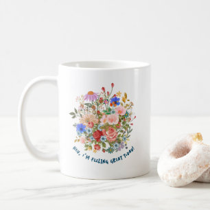 Floral & Slogan Graphic Coffee Mug