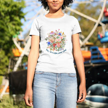 Floral & Slogan Graphic T-Shirt